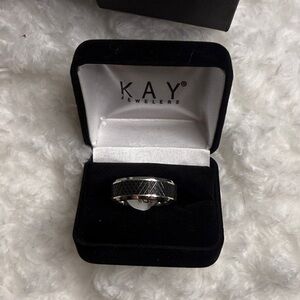 Kay Jewelers Silver and Black Patterned Ring